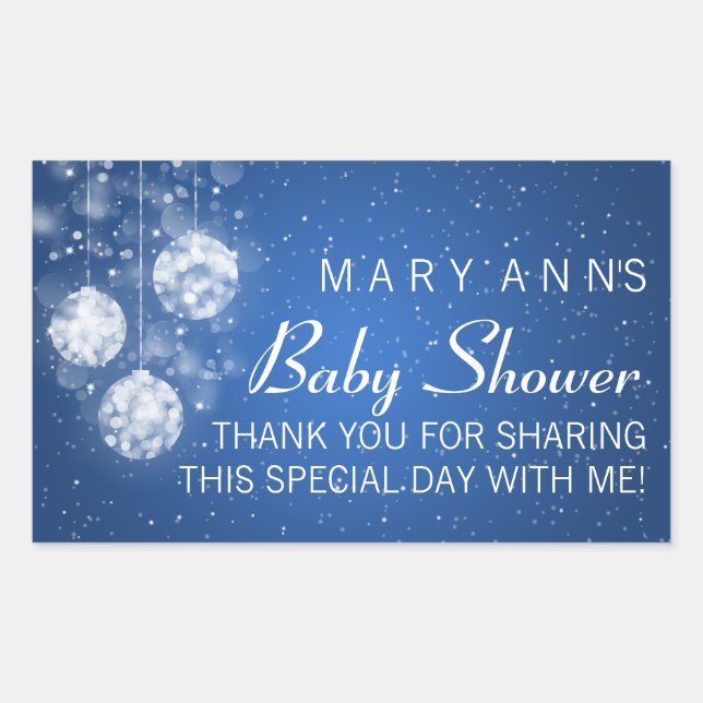 Baby Shower Thank you Festive Baubles Blue Sticker (Front)