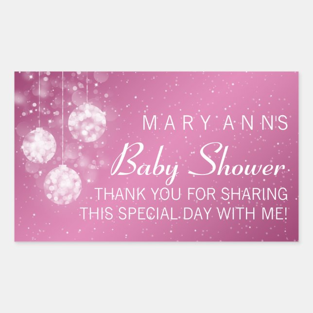 Baby Shower Thank you Festive Baubles Pink Sticker (Front)