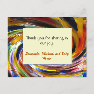 Baby Shower Thank You Gender Neutral Colourful Postcard