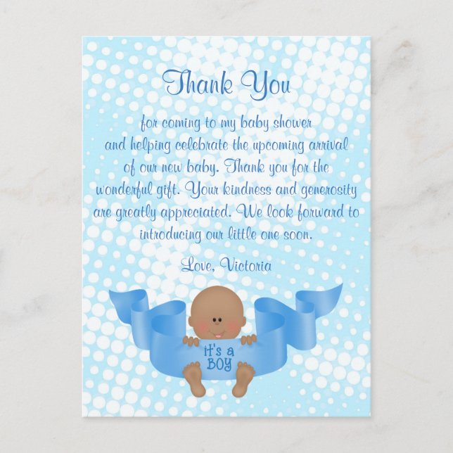 Baby Shower Thank You It's a Boy Baby Boy Postcard (Front)