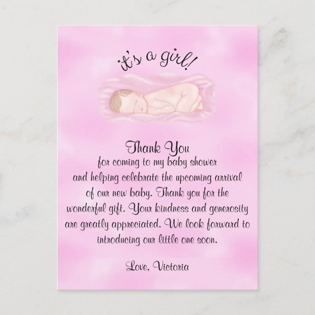 Baby Shower Thank You It's a Girl Postcard (Front)