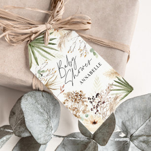 Baby shower thank you modern pampas grass foliage gift tags