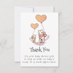 Baby Shower Thank You Mom and Baby Cats & Balloons Card