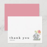 Baby Shower Thank You Name Elephant Note Card