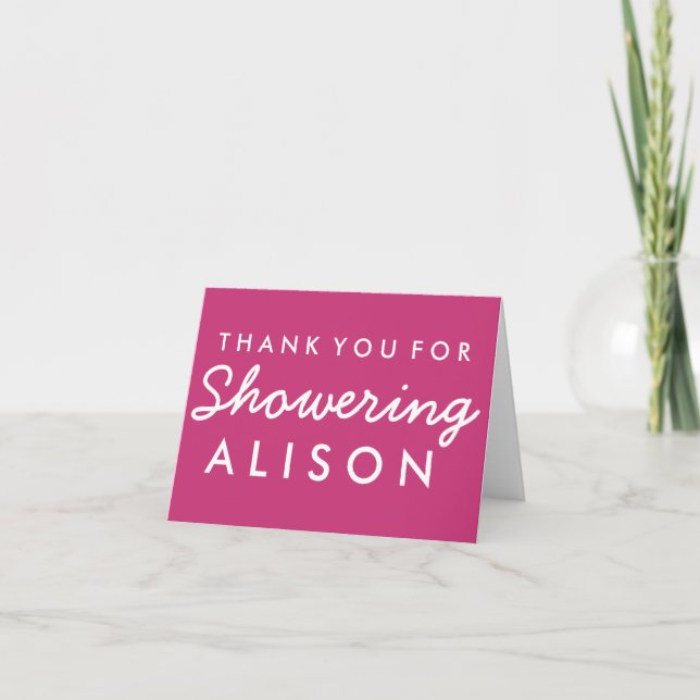 Baby Shower Thank you Note - Pink and White (Front)