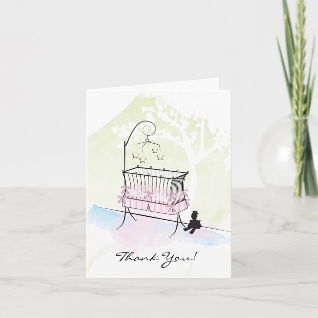 Baby Shower Thank You - Pink Card (Front)
