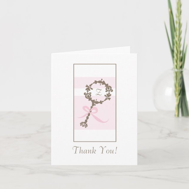 Baby Shower Thank You - Pink Rattle (Front)