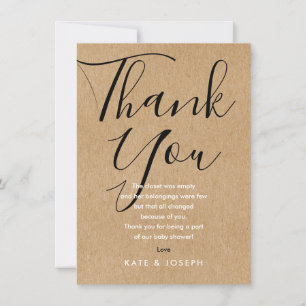 Baby Shower Thank You Poem Rustic Chic Script Card