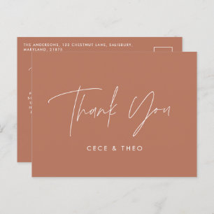 Baby shower thank you terracotta elegant modern postcard