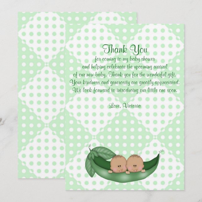Baby Shower Thank You Twins Peas in a Pod Invitation (Front/Back)