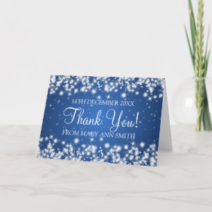 Baby Shower Thank you Winter Sparkle Blue Card