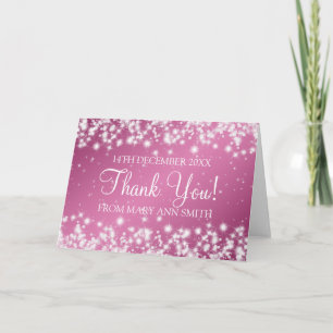 Baby Shower Thank you Winter Sparkle Pink Card