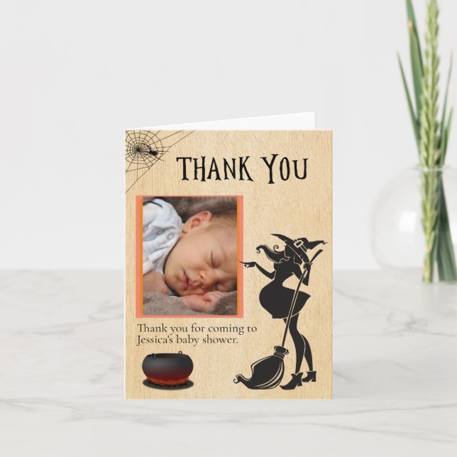 Baby Shower Thank you Witch Halloween Photo  Postc (Front)