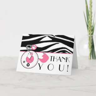Baby Shower Thank You - Zebra Print & Diaper Pin
