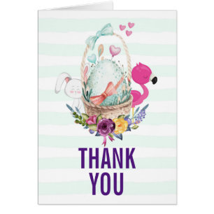 Baby Shower Thanks Nesting Egg w/ Flamingo & Bunny