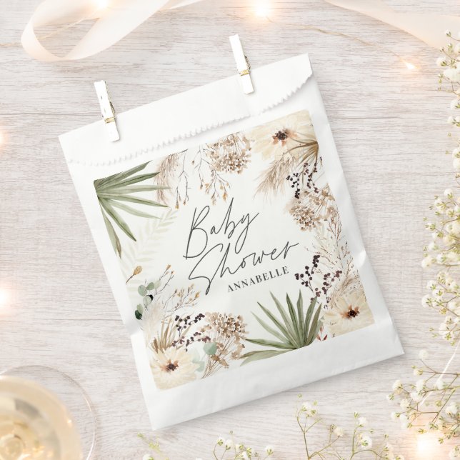 Baby shower thankyou modern pampas grass foliage favour bag (Clipped)