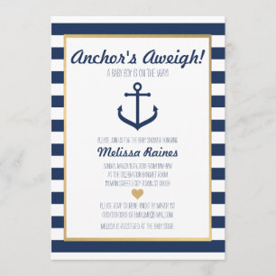 Baby shower thématique nautique Invitation - Ancre