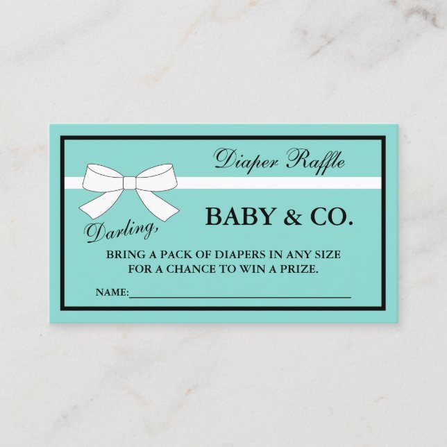 BABY  Shower Tiara Party Diaper Raffle Cards (Front)