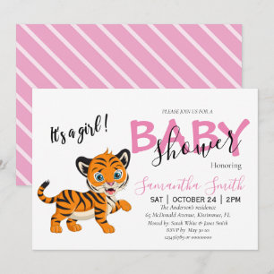 Baby Shower tiger Girl  Announcement