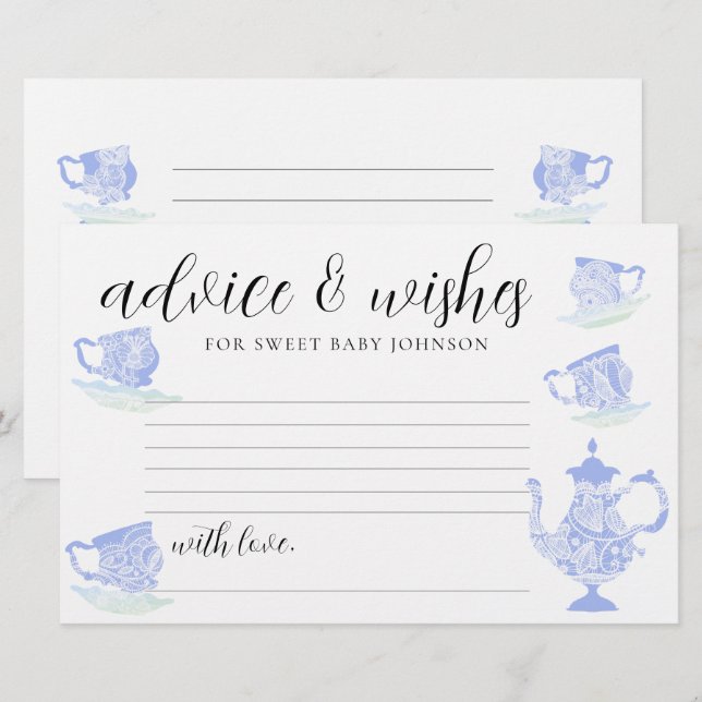 Baby Shower Time Capsule Cards Tea China Lace Gold (Front/Back)