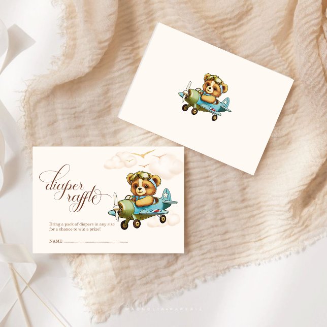 Baby Shower Tiny Pilot Teddy Bear Diaper Raffle Enclosure Card (Baby Shower Tiny Pilot Teddy Bear Diaper Raffle Enclosure Card)