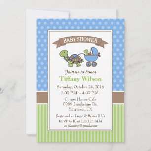 Baby shower tortue bleu Invitation