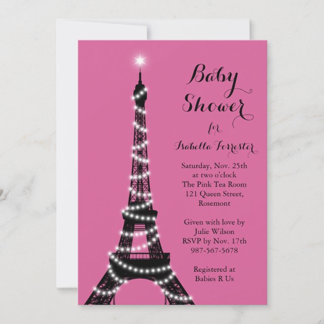 Baby shower Tour Eiffel Twinkles Invitation (Devant)