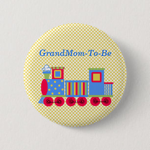 Baby Shower Train Grandmother Pin Button