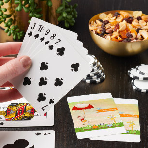 Baby Shower Train with Animals and Umbrella Playing Cards