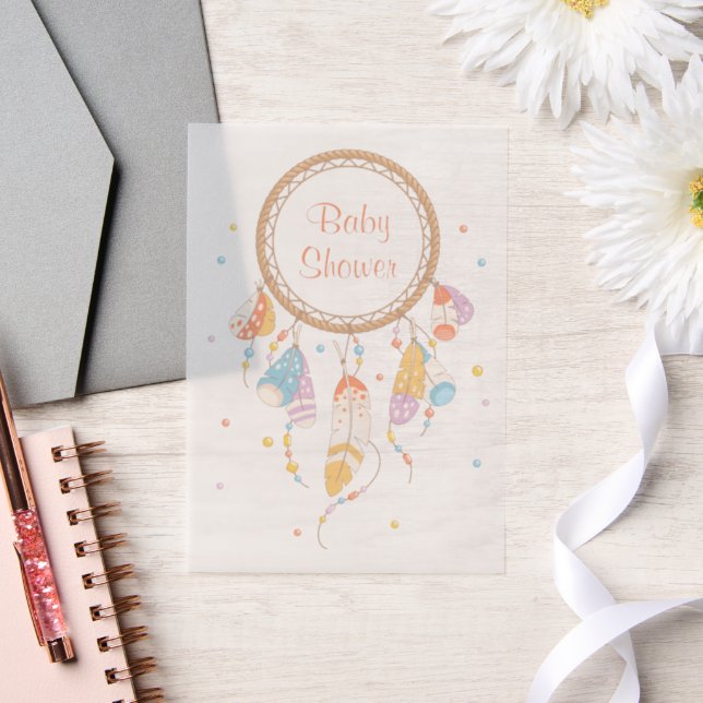 Baby Shower Tribal Dreamcatcher Boho Insert Vellum Invitations (Wedding)