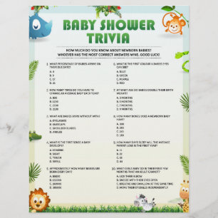 Baby Shower Trivia Baby Shower Game [Animal Theme] Letterhead