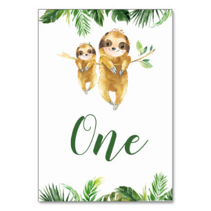 Baby shower Tropical Boy Sloth Numéro de table