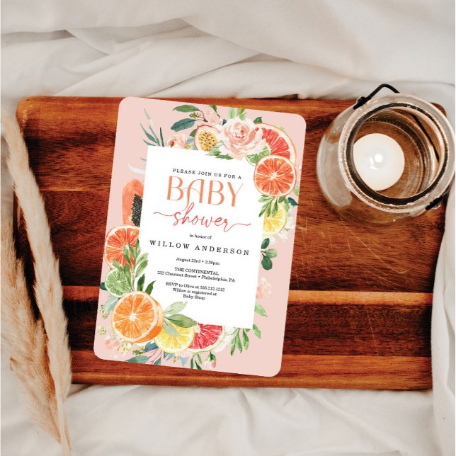 Baby shower Tropical Citrus Invitation Citron (Créateur téléchargé)