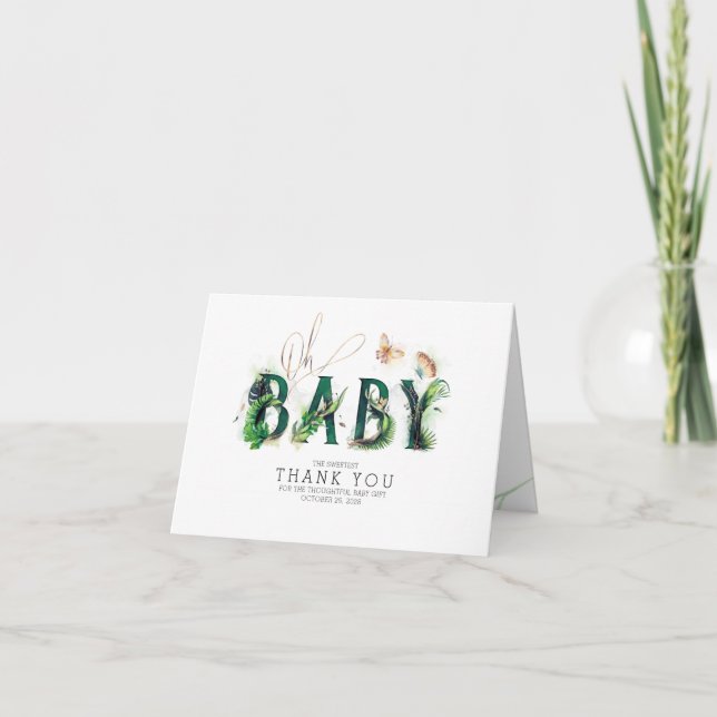 Baby Shower Tropical Greenery Thank You (Front)
