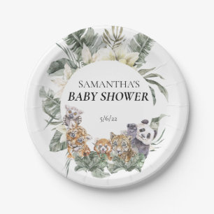  Baby Shower Tropical Jungle Animals   Paper Plate