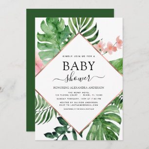 Baby Shower Tropical Palm Watercolor Geometric Invitation