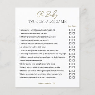 Baby Shower True or False Game