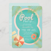 Baby shower Turquoise Blue Pool Party Invitation