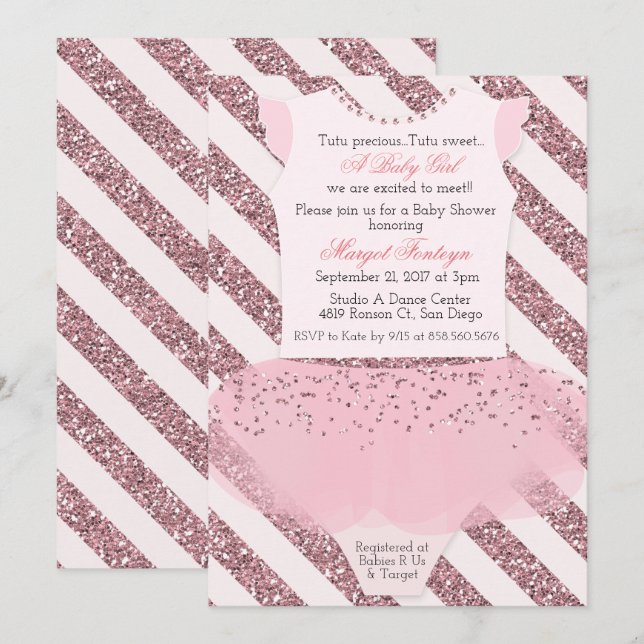 Baby shower Tutu Ballerina Invitation (Devant / Derrière)