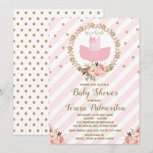 Baby shower Tutu rose Invitation Ballerina Ballet