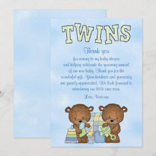 Baby Shower Twin Boys Teddy Bear Invitation