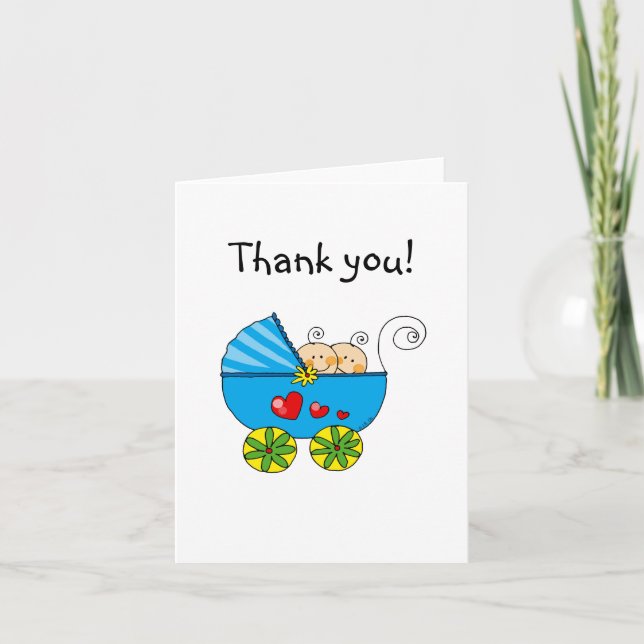 Baby shower twin boys thank you (Front)