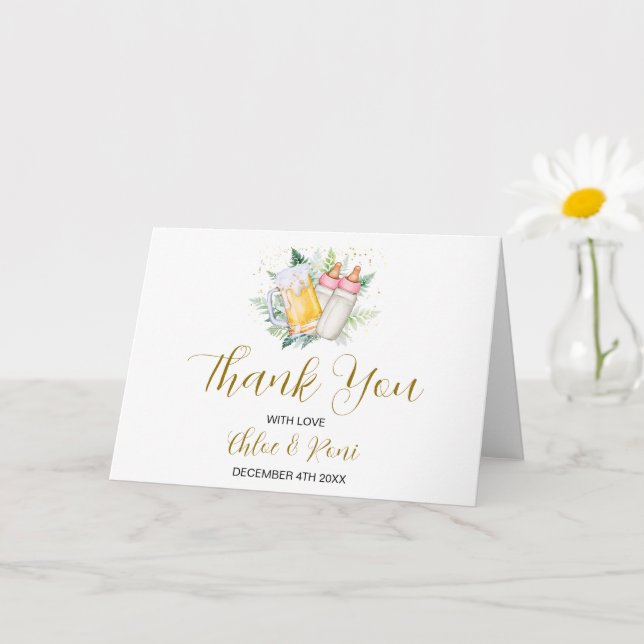 Baby shower Twin Girls Carte de remerciements plié (Petite plante)