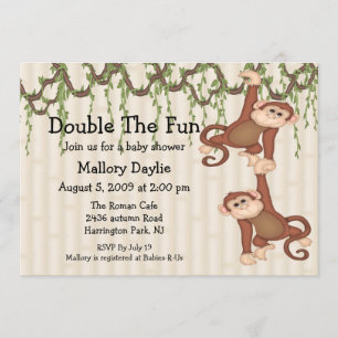 Baby Shower Twin Monkeys Invitation