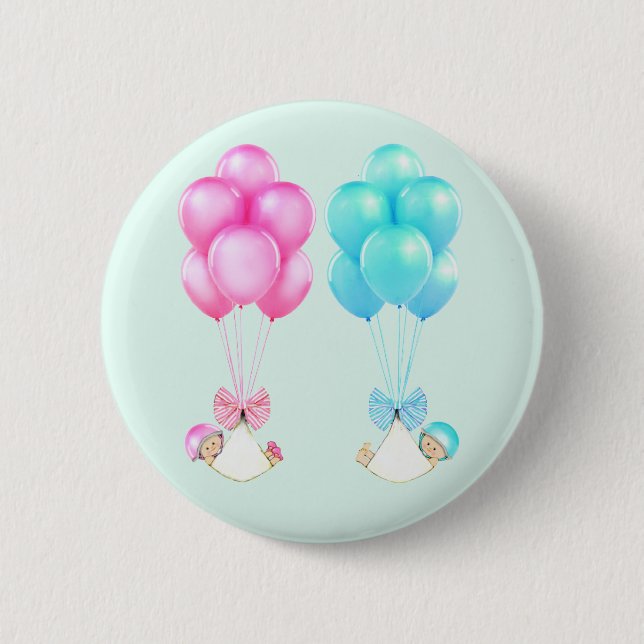 Baby Shower Twins 2 Inch Round Button (Front)