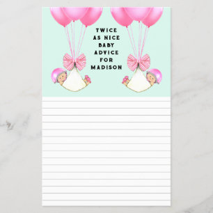 Baby Shower Twins Advice Cards