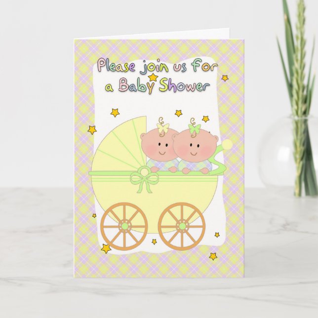 Baby shower Twins - Carte Baby shower Pour Twins (Devant)