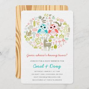 Baby shower Twins Owl Invitation Boy Gril