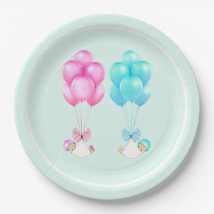 Baby Shower Twins Paper Plate