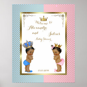 Baby Shower TWINS,pink&blue,elegant,16"x20" 300pp Poster
